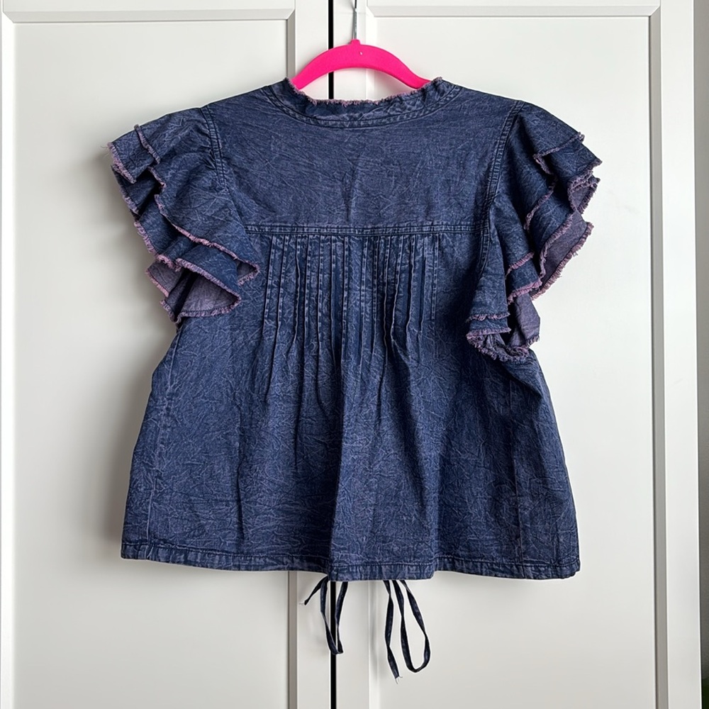 NWT Free People Naya Denim Top, XS - Picture 4 of 4